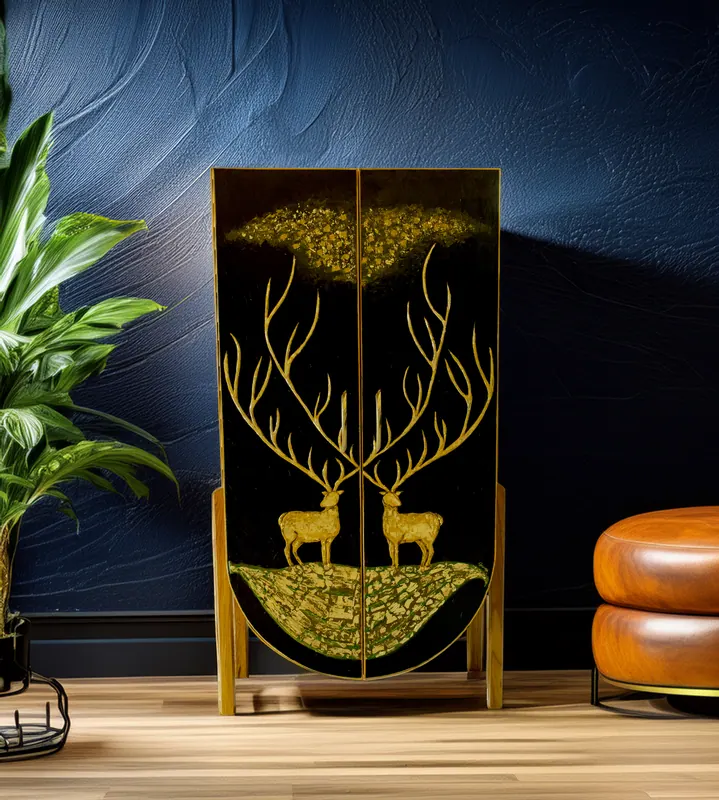 The Golden Duo, cabinet by Simpy Bansal — in the room