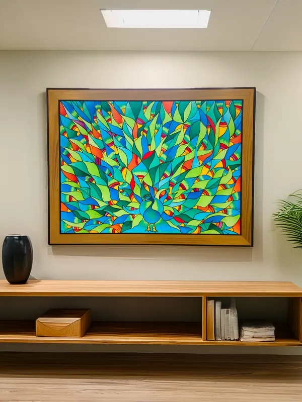 Feathers of Color, glass by Simpy Bansal — in the room