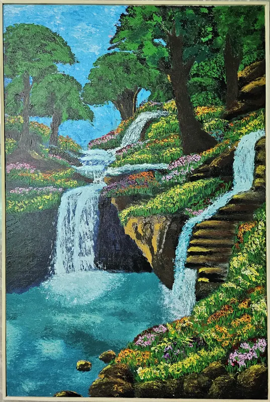Floral Falls, canvas by Simpy Bansal — full view