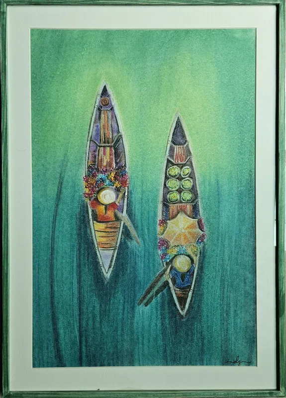 Floating Stories, soft pastel by Simpy Bansal — full view