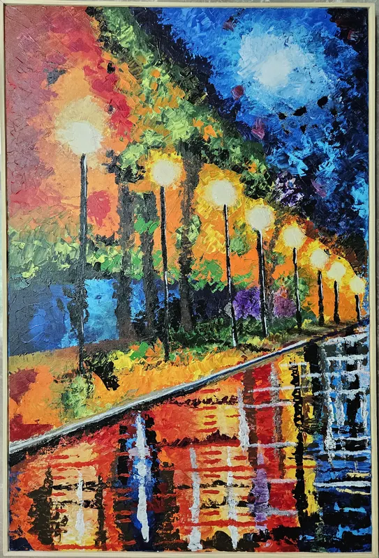 Rain Kissed Street, canvas by Simpy Bansal — full view