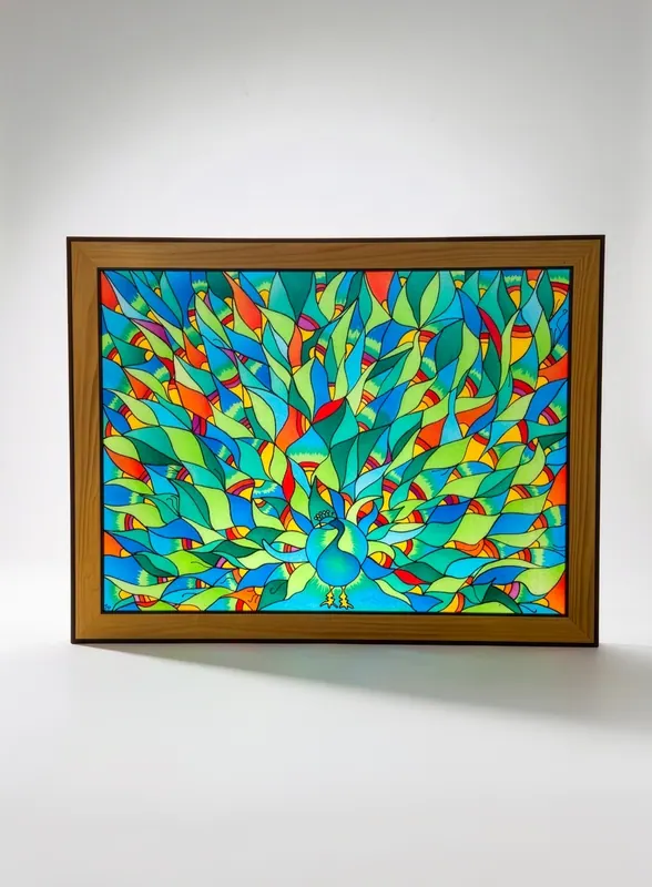 Feathers of Color, glass by Simpy Bansal — on white